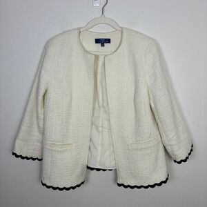 RSVP Talbots Women's 12 Textured Tweed Collarless Blazer Jacket Business Office
